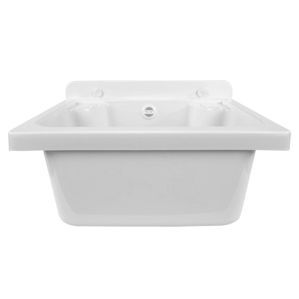 Lavatoio a muro 42x34 cm in resina bianca completo di kit di scarico