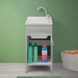 Lavatoio con mobile 45x50 cm grigio vasca in resina completa di asse