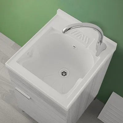 Lavatoio con mobile 45x50 cm grigio vasca in resina completa di asse