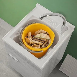 Lavatoio con mobile 45x50 cm grigio vasca in resina completa di asse