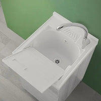 Lavatoio con mobile 45x50 cm grigio vasca in resina completa di asse