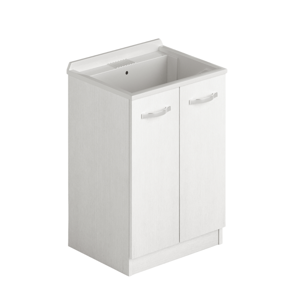 Lavatoio in legno 61x50 due ante colore bianco frassinato