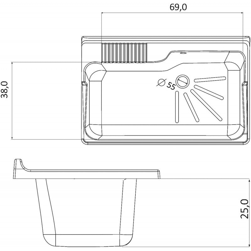 Lavatoio Negrari ECO 6010 spessore 18 mm vasca in PP 45x50 cm