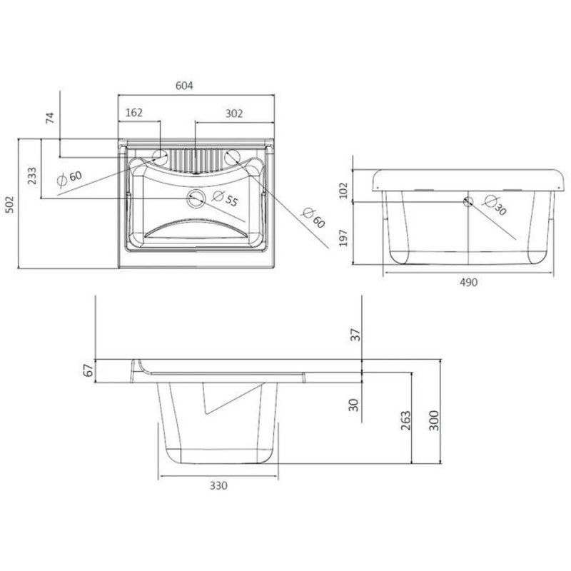 Lavatoio Negrari per interno/esterno 9052K vasca in PP 60x50 h 85 cm