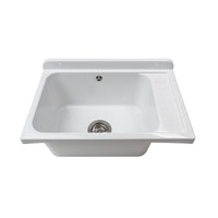 Lavatoio Pilozzo a muro 58x38 in polipropilene bianco con Kit scarico autopulente 2051FSCAT