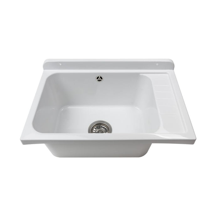 Lavatoio Pilozzo a muro 58x38 in polipropilene bianco con Kit scarico autopulente 2051FSCAT