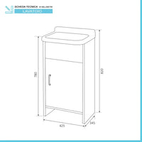 Lavatoio salvaspazio 42x34 cm in plastica grigia con vasca e scarico