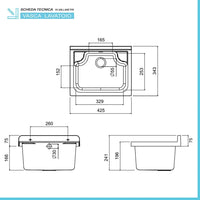 Lavatoio salvaspazio 42x34 cm in plastica grigia con vasca e scarico