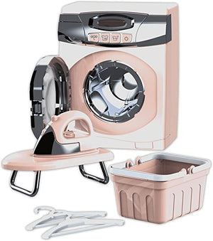 Teorema 66982 - Set Lavanderia Giocattolo con Lavatrice, Asse da Stiro, Ferro da Stiro, Cesta in Plastica e 2 Appendi ab