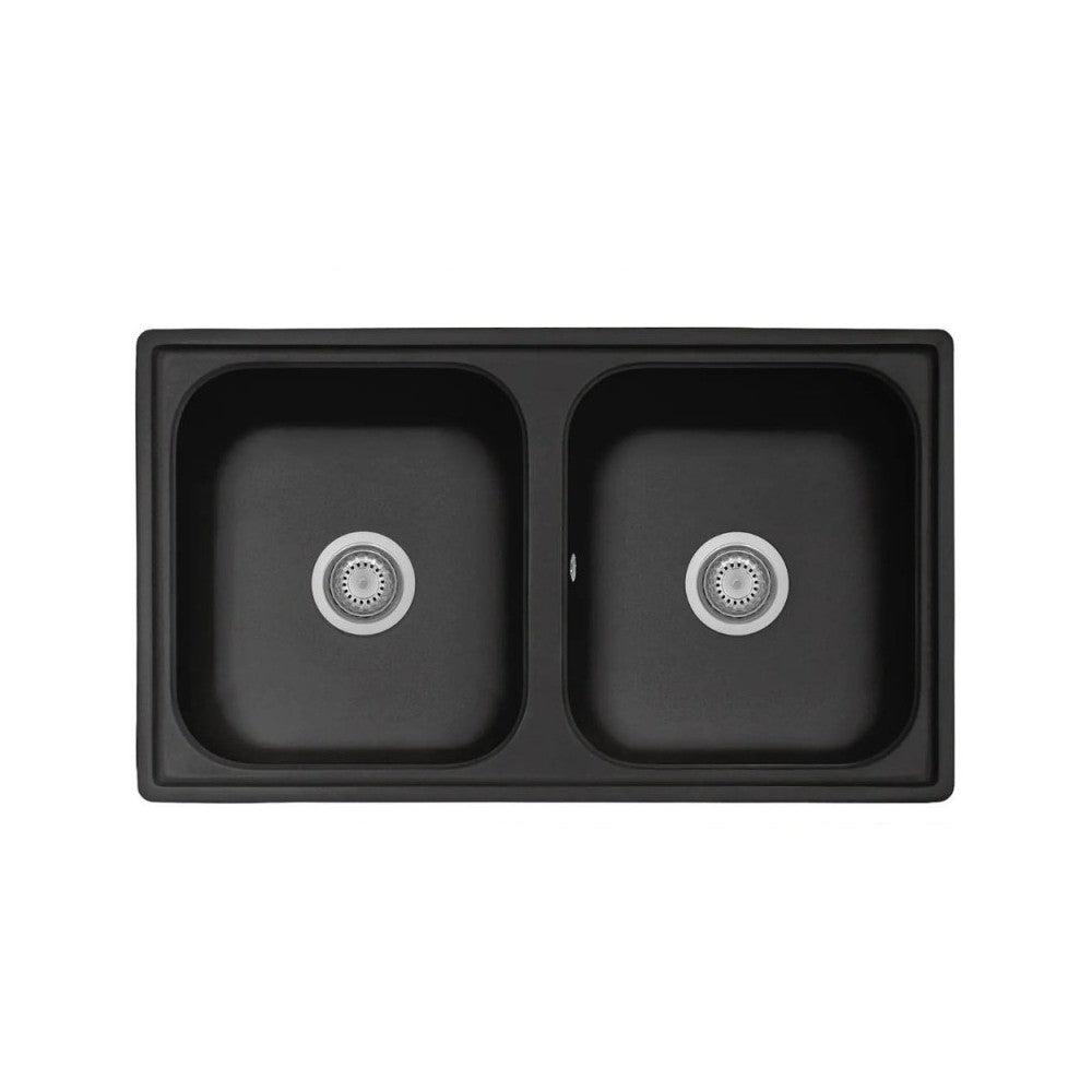 Lavello 2 vasche Granitovero862vbip nero 86x50 Samet