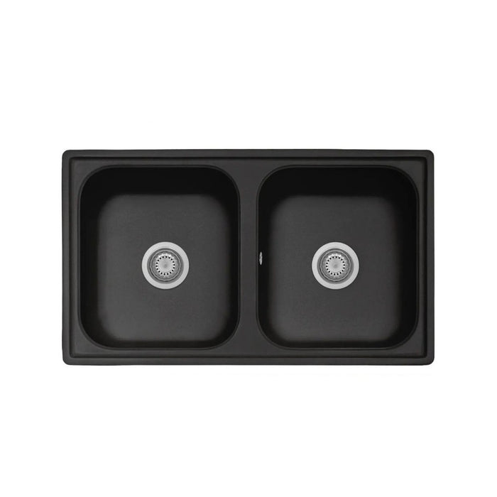 Lavello 2 vasche Granitovero862vbip nero 86x50 Samet