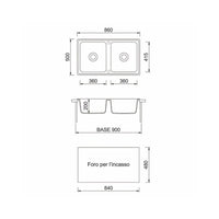 Lavello 2 vasche Granitovero862vbip nero 86x50 Samet