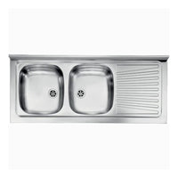 Lavello appoggio 120x50 2 vasche e gocciolatoio destro Mondial inox