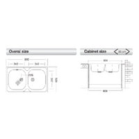 Lavello appoggio 80x50 50 series 2 vasche n214