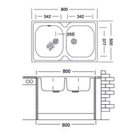 Lavello appoggio 80x50 50 series 2 vasche n214