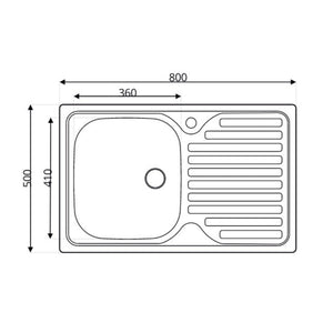 Lavello appoggio 80x50 SA216 1 vasca e gocciolatoio sinistro