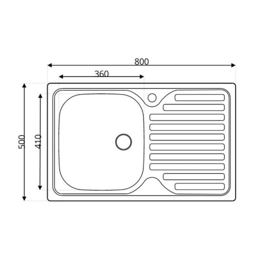 Lavello appoggio 80x50 SA216 1 vasca e gocciolatoio sinistro
