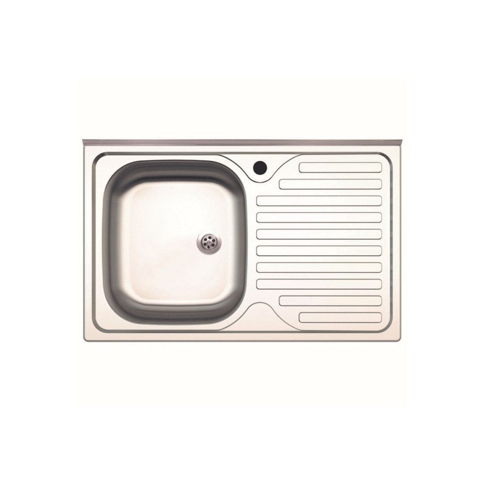 Lavello appoggio acciaio inox 80x50 cm una vasca e gocciolatoio destro SA216