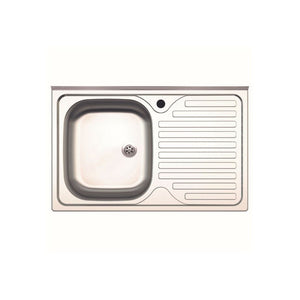 Lavello appoggio acciaio inox 80x50 cm una vasca e gocciolatoio destro SA216