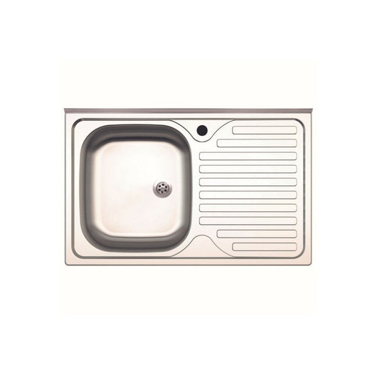 Lavello appoggio acciaio inox 80x50 cm una vasca e gocciolatoio destro SA216