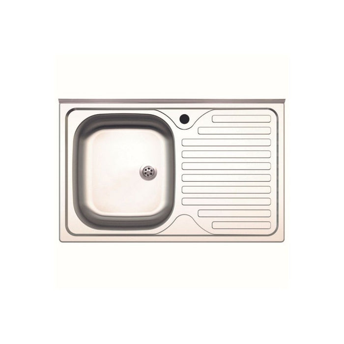 Lavello appoggio acciaio inox 80x50 cm una vasca e gocciolatoio destro SA216