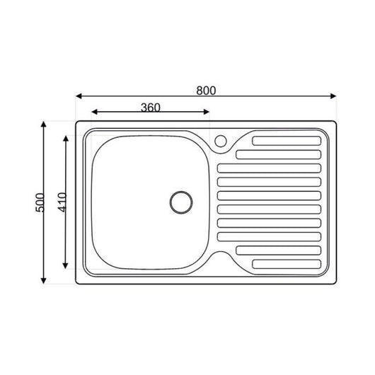 Lavello appoggio acciaio inox 80x50 cm una vasca e gocciolatoio destro SA216