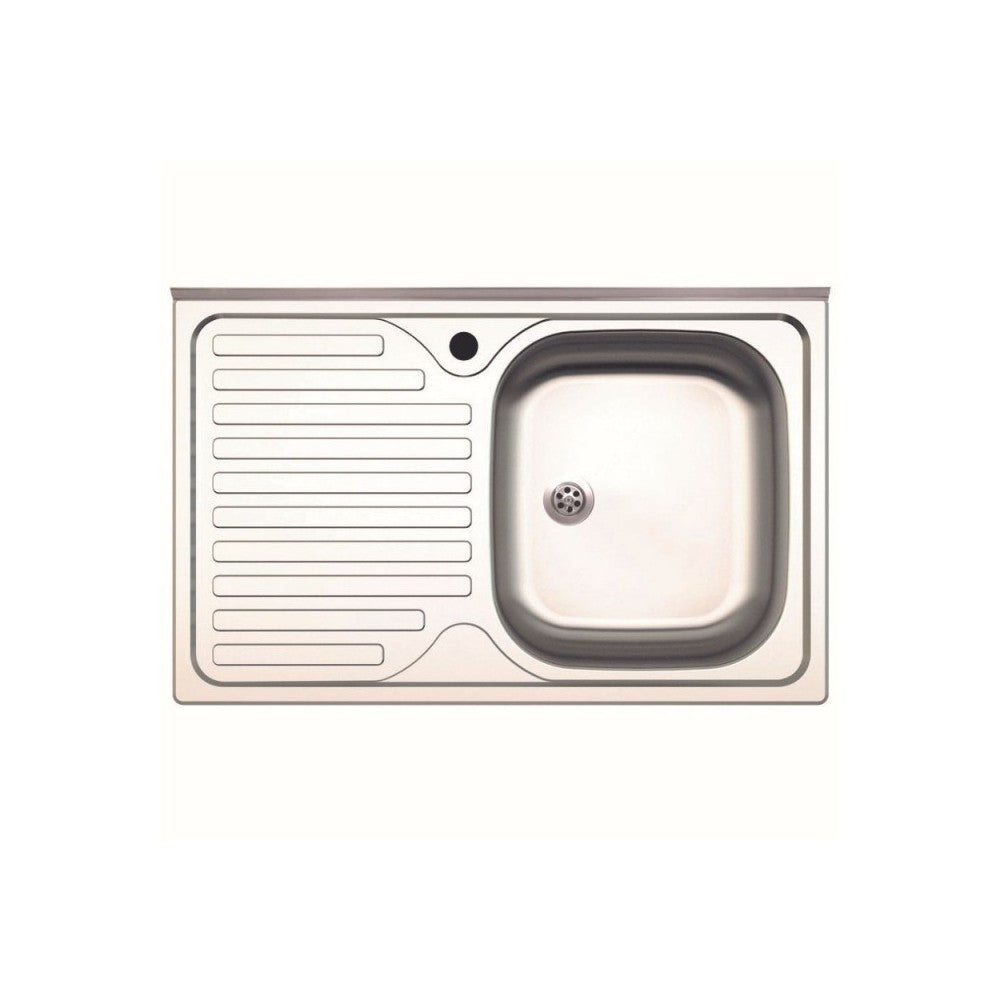 Lavello appoggio acciaio inox 80x50 cm una vasca e gocciolatoio sinistro SA216