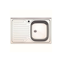 Lavello appoggio acciaio inox 80x50 cm una vasca e gocciolatoio sinistro SA216