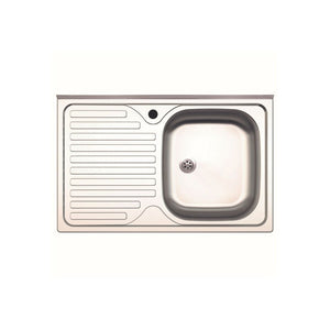 Lavello appoggio acciaio inox 80x50 cm una vasca e gocciolatoio sinistro SA216