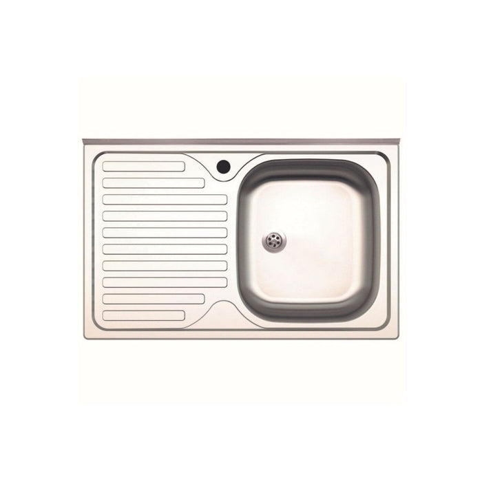 Lavello appoggio acciaio inox 80x50 cm una vasca e gocciolatoio sinistro SA216