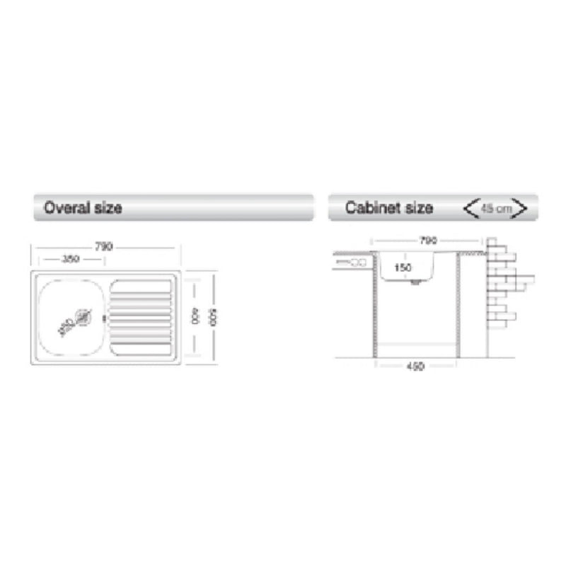 Lavello Classic 273 79x50 cm destro