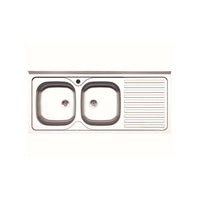 Lavello cucina acciaio appoggio 120x50 cm doppia vasca e gocciolatoio destro SA127DX