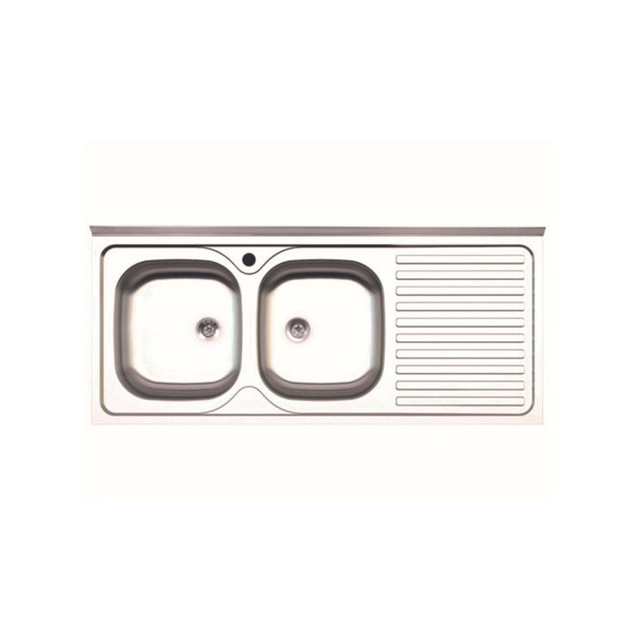 Lavello cucina acciaio appoggio 120x50 cm doppia vasca e gocciolatoio destro SA127DX
