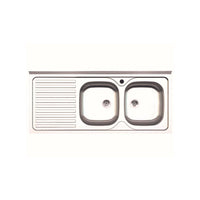 Lavello cucina acciaio appoggio 120x50 cm doppia vasca e gocciolatoio sinistro SA127SX