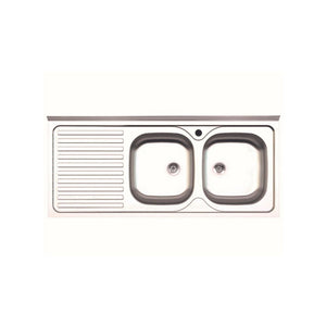 Lavello cucina acciaio appoggio 120x50 cm doppia vasca e gocciolatoio sinistro SA127SX