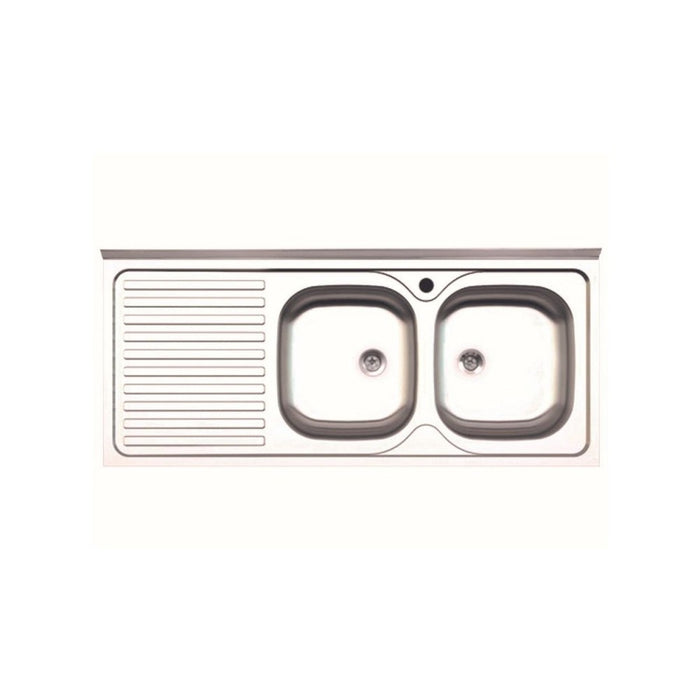 Lavello cucina acciaio appoggio 120x50 cm doppia vasca e gocciolatoio sinistro SA127SX