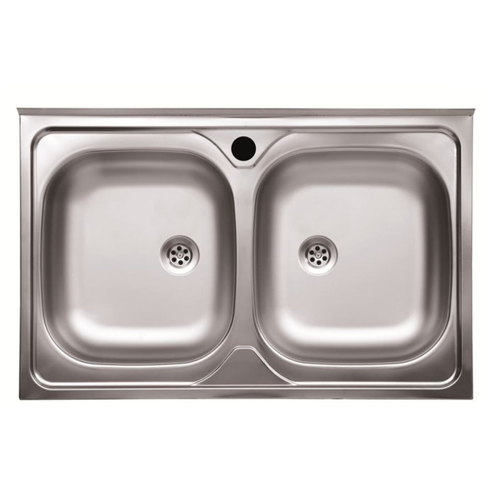 Lavello cucina acciaio appoggio 80x50 cm due vasche N214