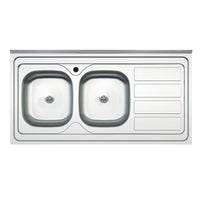 Lavello cucina da appoggio 120x60 due vasche con gocciolatoio destro SA46DX