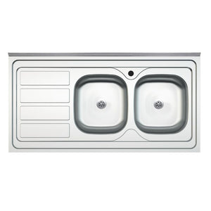 Lavello cucina da appoggio 120x60 due vasche con gocciolatoio sinistro SA46SX