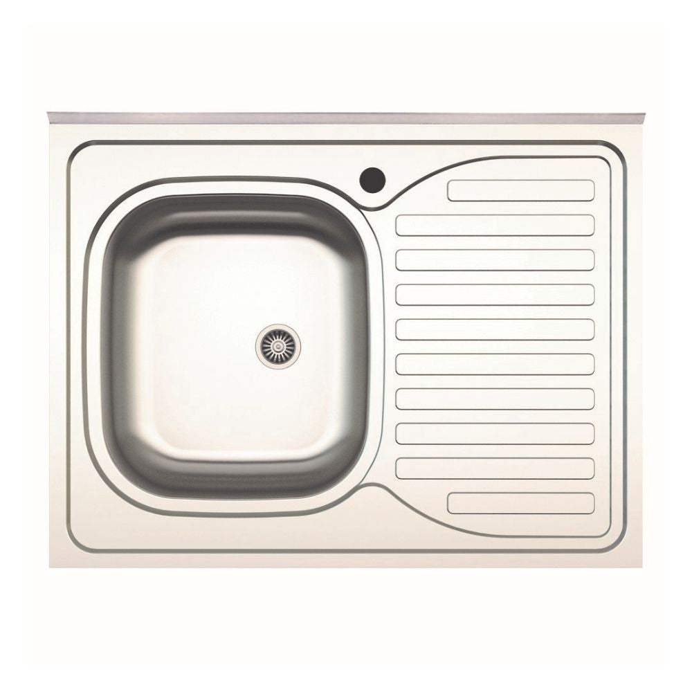 Lavello cucina da appoggio 80x60 una vasca con gocciolatoio destro inox SA30DX