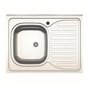Lavello cucina da appoggio 80x60 una vasca con gocciolatoio destro inox SA30DX