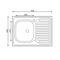 Lavello cucina da appoggio 80x60 una vasca con gocciolatoio destro inox SA30DX