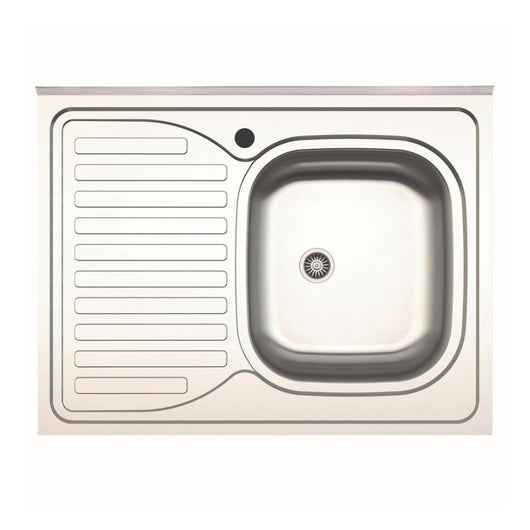 Lavello cucina da appoggio 80x60 una vasca con gocciolatoio sinistro inox SA30SX