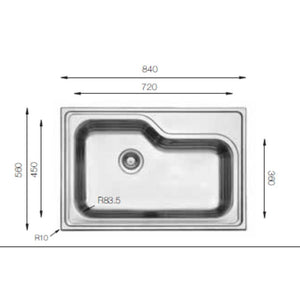 Lavello da cucina monovasca 84x56 DXT840 Samet