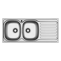 Lavello da incasso Adriatico116 monostampo 2 vasche e gocciolatoio destro inox