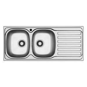 Lavello da incasso Adriatico116 monostampo 2 vasche e gocciolatoio destro inox