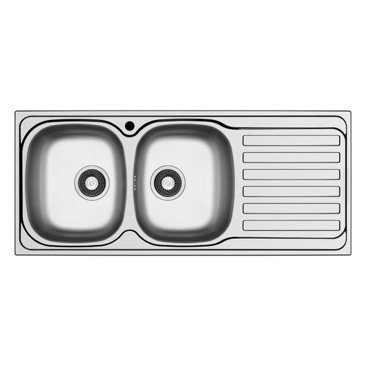 Lavello da incasso Adriatico116 monostampo 2 vasche e gocciolatoio destro inox