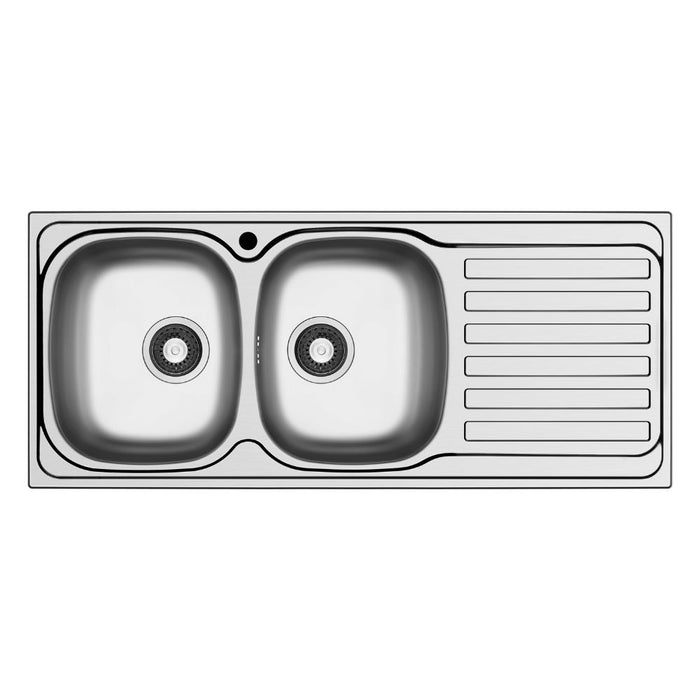 Lavello da incasso Adriatico116 monostampo 2 vasche e gocciolatoio destro inox