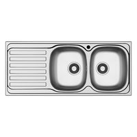 Lavello da incasso Adriatico116 monostampo 2 vasche e gocciolatoio sinistro inox