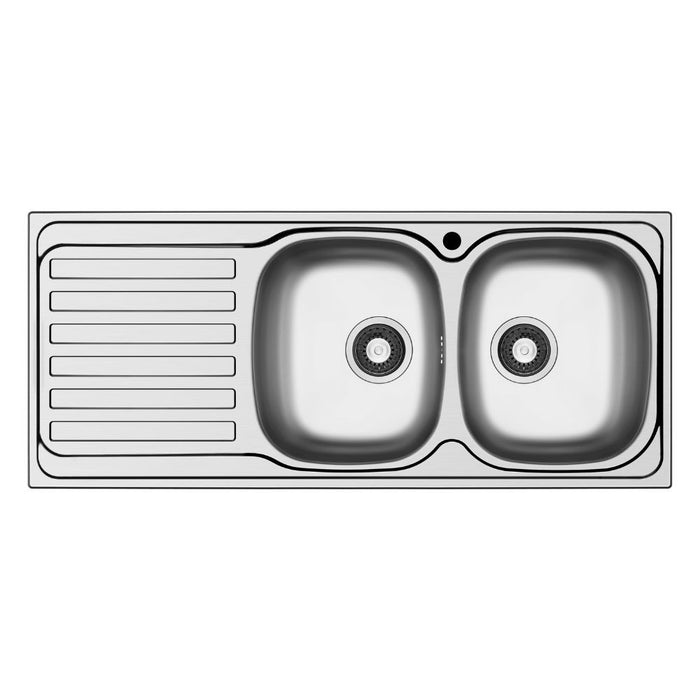 Lavello da incasso Adriatico116 monostampo 2 vasche e gocciolatoio sinistro inox